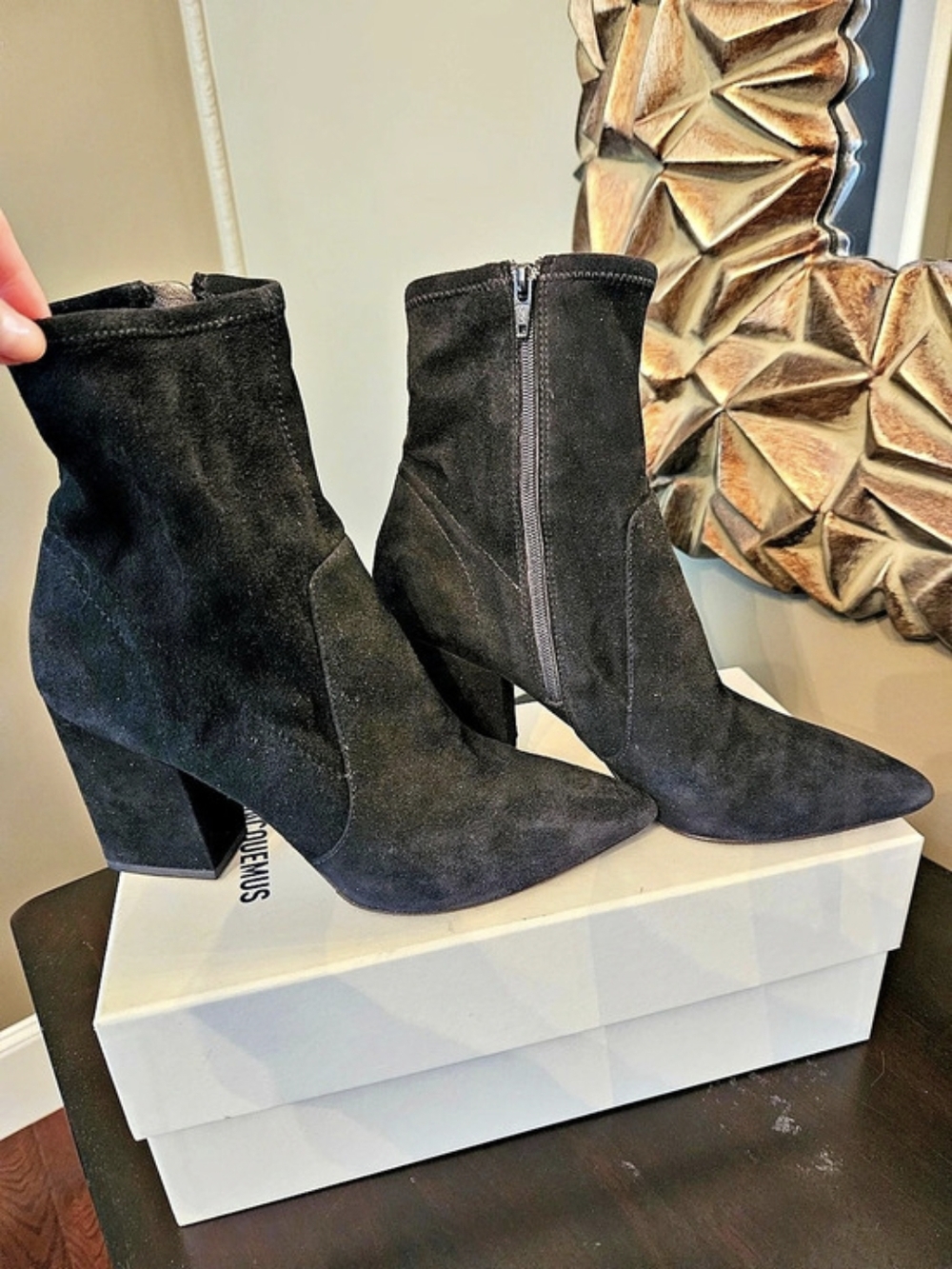 Loeffler Randall Black Pointed-Toe Heeled Ankle Boots Size 6.5US